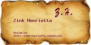 Zink Henrietta névjegykártya